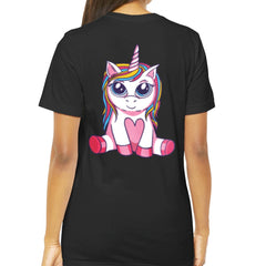 Cute Rainbow Unicorn Design on Black T-shirt product