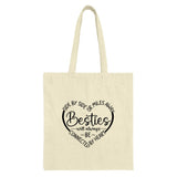 Besties Tote Bag, Friendship Gift, Long Distance Friends, Side by Side or Miles Away, Best Friend Gift, Heart Tote, Birthday Gift - Tawshia