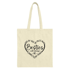 Besties Tote Bag, Friendship Gift, Long Distance Friends, Side by Side or Miles Away, Best Friend Gift, Heart Tote, Birthday Gift - Tawshia