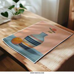 Still Life Photographic Print, Flower in Vase, Orange Fruit Art, Modern Art Print, Home Decor, Wall Art Print, Kitchen Decor, Floral Print - Tawshia