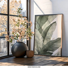 Banana Leaf Wall Art, Tropical Leaves Print, Green Botanical Art, Modern Wall Decor, Nature Inspired Wall Art, Tropical Wall Decor - Tawshia