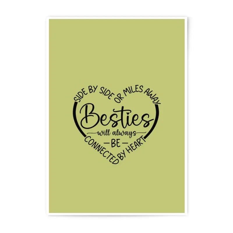 Besties Heart Photographic Prints, Friendship Wall Art, Long Distance Friends, Best Friend Gift, Connected by Heart Decor, Gift for Her - Tawshia