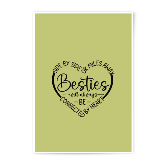 Besties Heart Photographic Prints, Friendship Wall Art, Long Distance Friends, Best Friend Gift, Connected by Heart Decor, Gift for Her - Tawshia