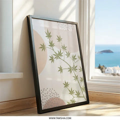 Cannabis Leaf Wall Art, Boho Botanical Print, Minimalist Plant Poster, Aesthetic Home Decor, Modern Abstract Art, Weed Gift Idea - Tawshia