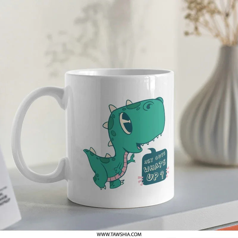 Dinosaur Cartoon Coffee Mug Fun Novelty Product