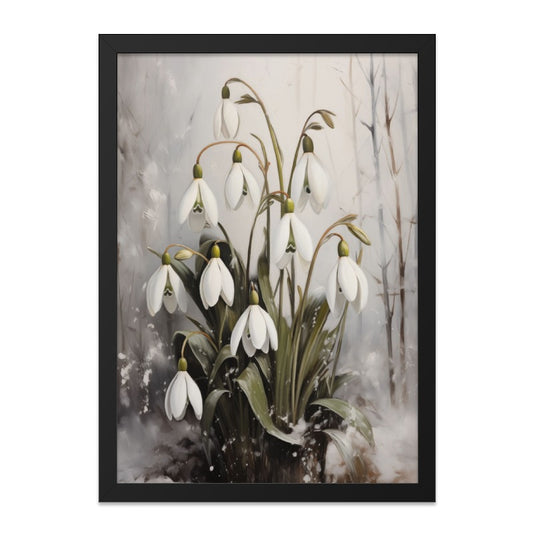 Snowdrop Flower Wall Art, Vintage Floral Print, Winter Garden Decor, Botanical Art Print, Delicate Flowers, Home Decor, Ready to Hang - Tawshia