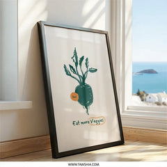 Eat More Veggies Wall Art, Beet Root Kitchen Decor, Farmhouse Print, Vegetable Art, Healthy Eating Poster, Vegan Gift, Minimalist Art - Tawshia