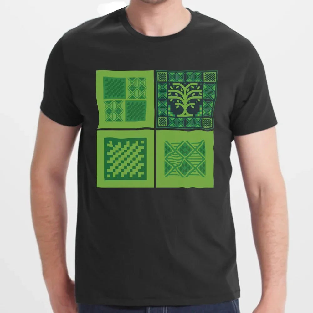 Unique Graphic Patterned Green and Black T-Shirt product type