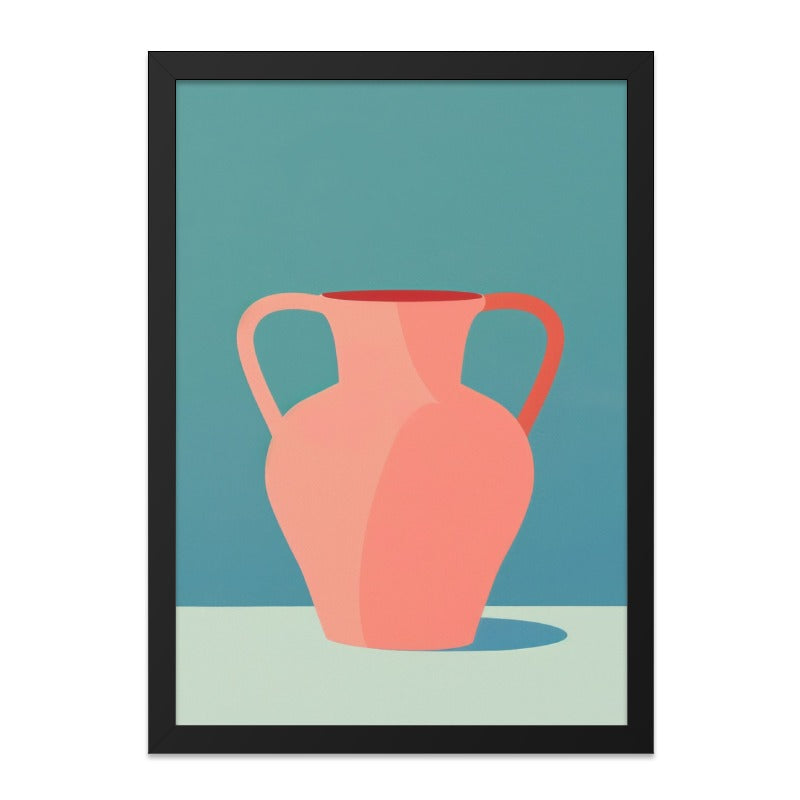Peach Vase Wall Art, Modern Home Decor, Minimalist Art Print, Living Room Art, Still Life Art, Framed Wall Decor, Pottery Art - Tawshia