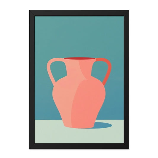 Peach Vase Wall Art, Modern Home Decor, Minimalist Art Print, Living Room Art, Still Life Art, Framed Wall Decor, Pottery Art - Tawshia