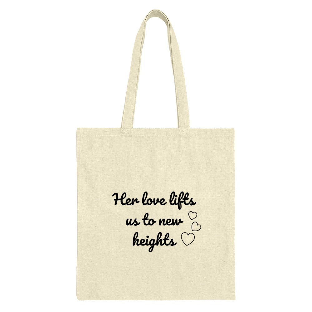 Love Lifts Tote Bag, Inspirational Quote, New Heights Gift, Heart Design, Encouragement Bag, Mom Gift, Gift for Her, Everyday Tote Bag - Tawshia