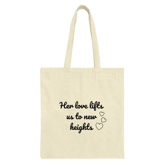 Love Lifts Tote Bag, Inspirational Quote, New Heights Gift, Heart Design, Encouragement Bag, Mom Gift, Gift for Her, Everyday Tote Bag - Tawshia