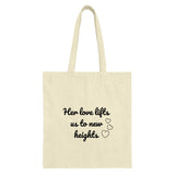 Love Lifts Tote Bag, Inspirational Quote, New Heights Gift, Heart Design, Encouragement Bag, Mom Gift, Gift for Her, Everyday Tote Bag - Tawshia