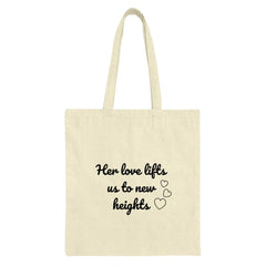 Love Lifts Tote Bag, Inspirational Quote, New Heights Gift, Heart Design, Encouragement Bag, Mom Gift, Gift for Her, Everyday Tote Bag - Tawshia