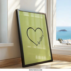 Besties Heart Wall Art, Friendship Decor, Minimalist Art Print, Gift for Best Friend, Sister Gift, Room Decor, Heart Art, Trendy Wall Art - Tawshia