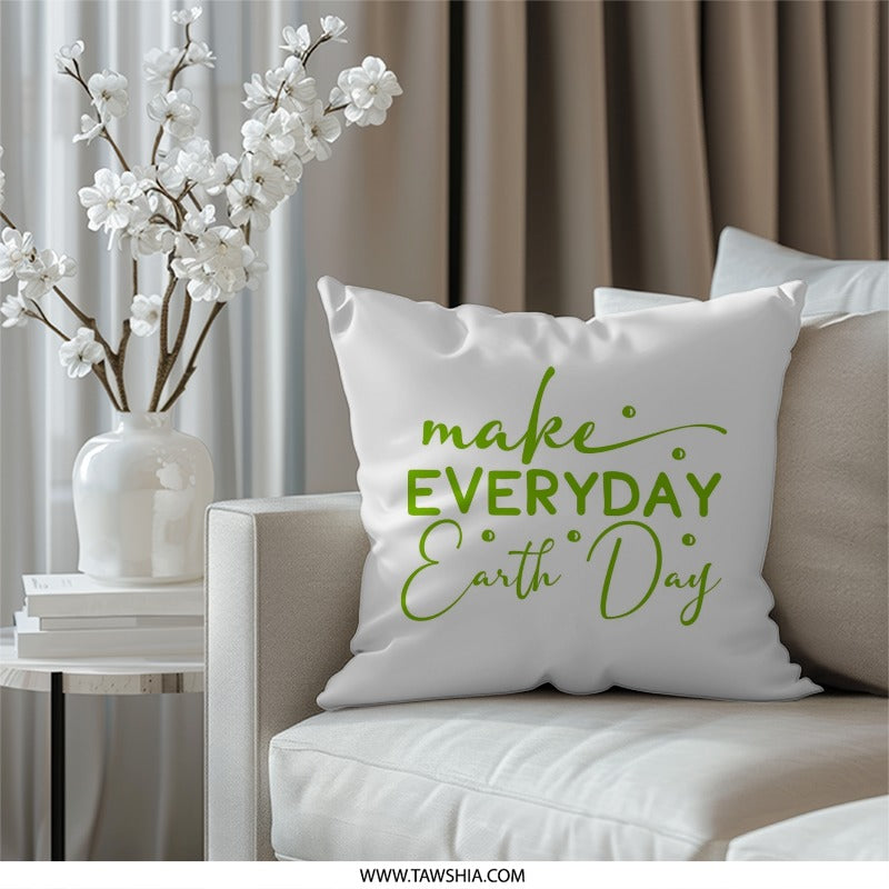 Earth Day Pillow, Everyday Earth Day Decor, Green Earth Day Throw Pillow, Planet Earth Cushion, Earth Lover Gift, Eco Friendly Home - Tawshia