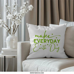 Earth Day Pillow, Everyday Earth Day Decor, Green Earth Day Throw Pillow, Planet Earth Cushion, Earth Lover Gift, Eco Friendly Home - Tawshia