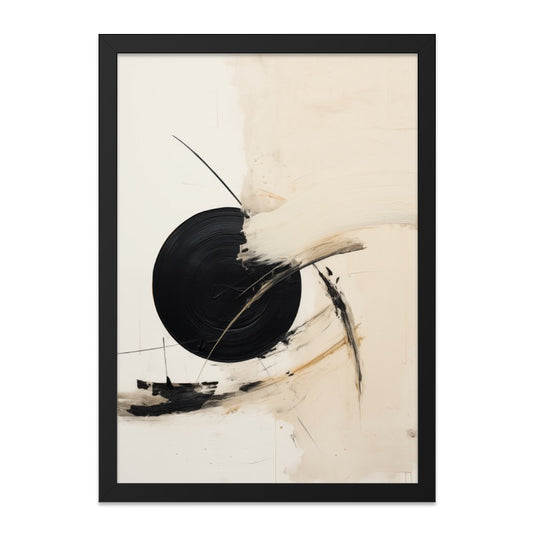Minimalist Circle Wall Art, Abstract Painting Print, Modern Home Decor, Beige and Black Art, Contemporary Wall Decor - Tawshia
