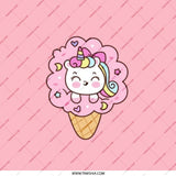 Cute Unicorn Ice Cream Pocket Mirror, Kawaii Compact Mirror, Fun Gift, Makeup Mirror, Travel Mirror, Best Friend Gift, Pocket Mirror - Tawshia