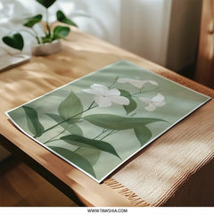 White Flowers Photographic Print, Botanical Wall Art, Floral Home Decor, Green Background Art Print, Nature Photography, Wall Decor - Tawshia