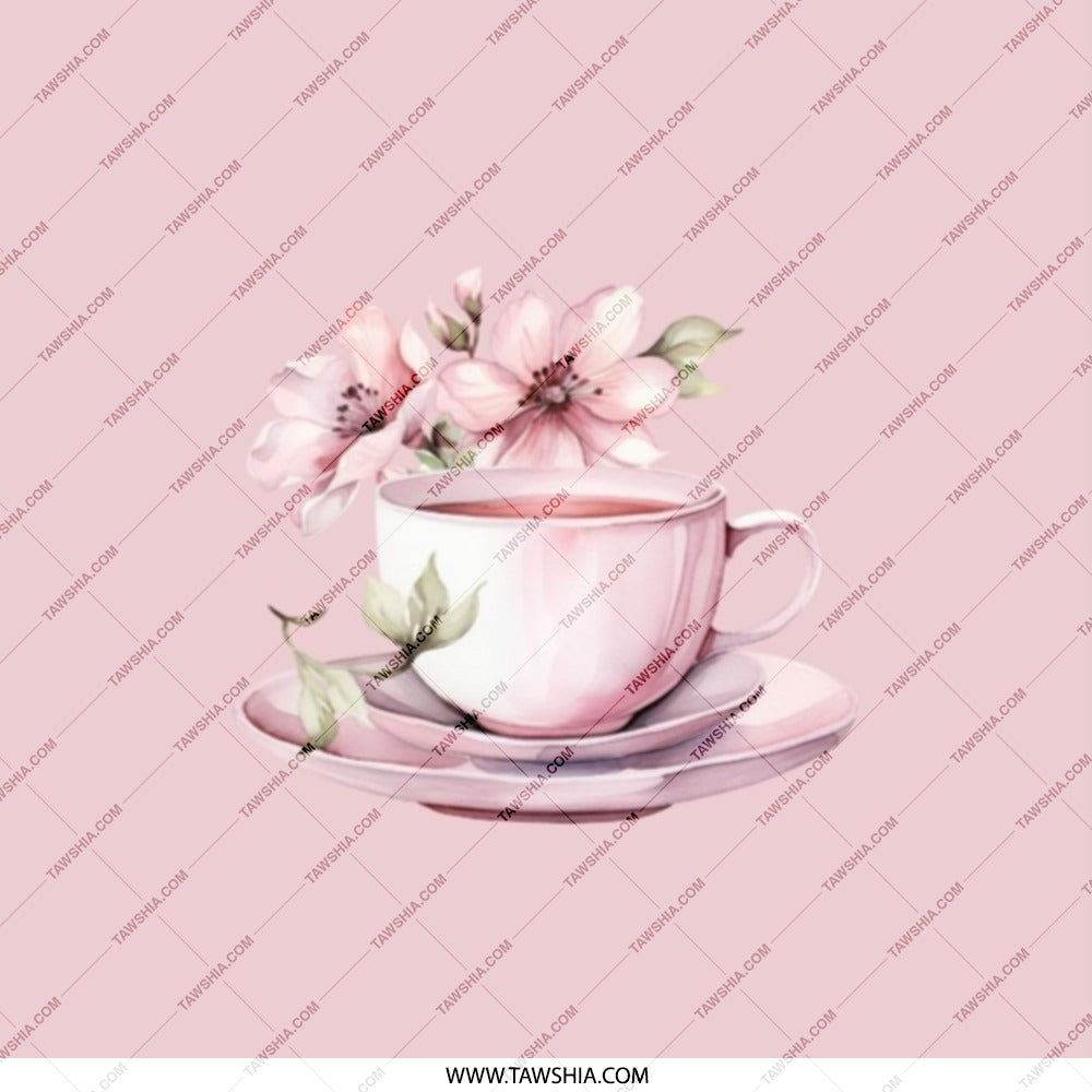 Tea Cup Pocket Mirror, Floral Mirror, Pink Pocket Mirror, Elegant Gift, Unique Compact Mirror, Cosmetic Mirror, Purse Mirror - Tawshia