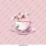 Tea Cup Pocket Mirror, Floral Mirror, Pink Pocket Mirror, Elegant Gift, Unique Compact Mirror, Cosmetic Mirror, Purse Mirror - Tawshia