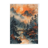 Japanese Landscape Photographic Print, Oriental Art, Mountain Scene, House on Lake, Forest Print, Wall Art, Home Decor, Nature Print - Tawshia