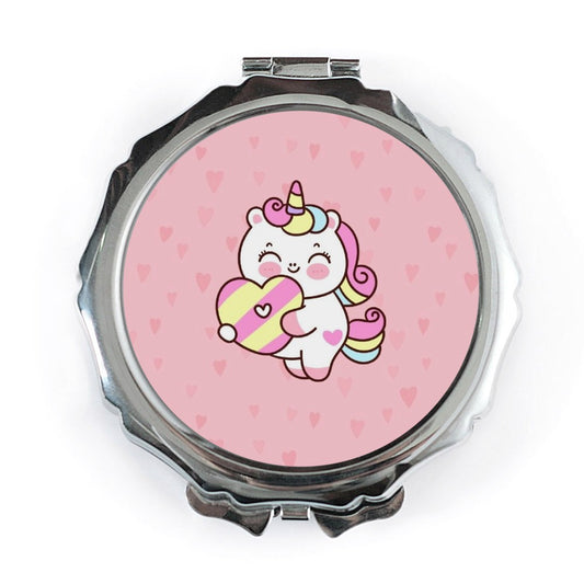 Cute Unicorn Pocket Mirror, Heart Pocket Mirror, Kawaii Unicorn Mirror, Gift for Unicorn Lover, Adorable Gift, Pocket Mirror for Purse - Tawshia