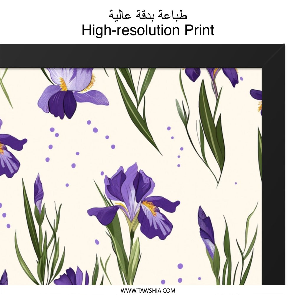 Purple Iris Wall Art, Floral Botanical Print, Elegant Home Decor, Flower Artwork, Nature Inspired Wall Decor - Tawshia