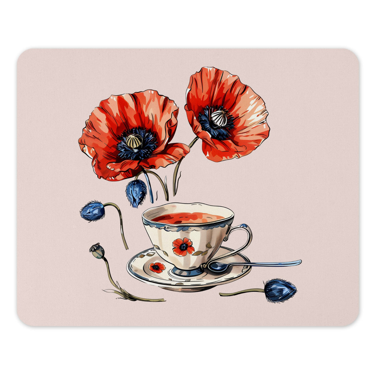 Beautiful Floral Tea Cup Artwork Mouse Pad product
