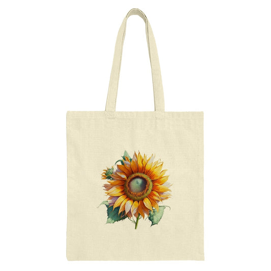 Sunflower Tote Bag, Floral Art Bag, Watercolor Sunflower, Flower Market Bag, Botanical Print Tote, Gift for Her, Everyday Bag, Farmers - Tawshia