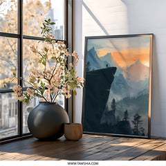 Mountain Peak Wall Art, Adventure Landscape Print, Silhouette Art, Nature Inspired Decor, Dramatic Vista Scenery, Inspirational Artwork - Tawshia