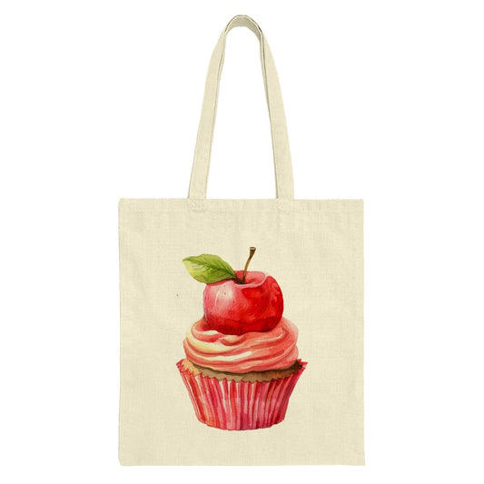 Apple Cupcake Tote Bag, Watercolor Design, Foodie Gift, Unique Tote, Everyday Bag, Shopping Bag, Market Tote - Tawshia