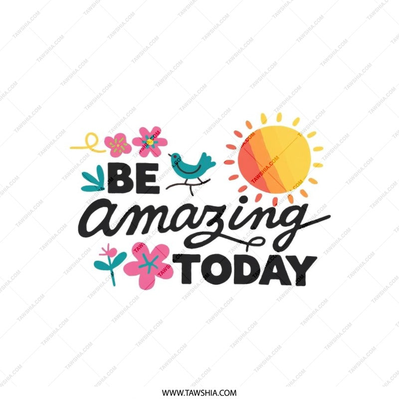 Be Amazing Today Pillow, Inspirational Pillow, Motivational Throw Pillow, Gift for Her, Positive Quote Pillow, Floral Bird Pillow - Tawshia