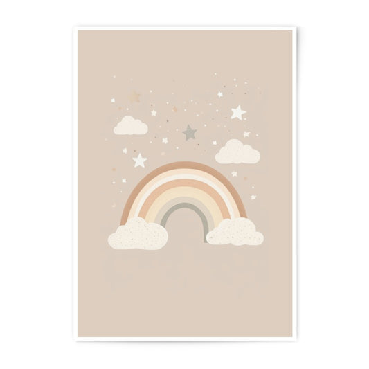Boho Rainbow Photographic Print, Neutral Nursery Art, Stars and Clouds, Kids Room Decor, Playroom Wall Art, Baby Shower Gift - Tawshia