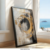 Abstract Gold Wall Art, Modern Art Print, Black and Gold Decor, Circle Painting, Contemporary Wall Decor, Abstract Home Decor - Tawshia