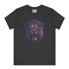 Artistic Neon Lion Head Graphic Print T-shirt product type