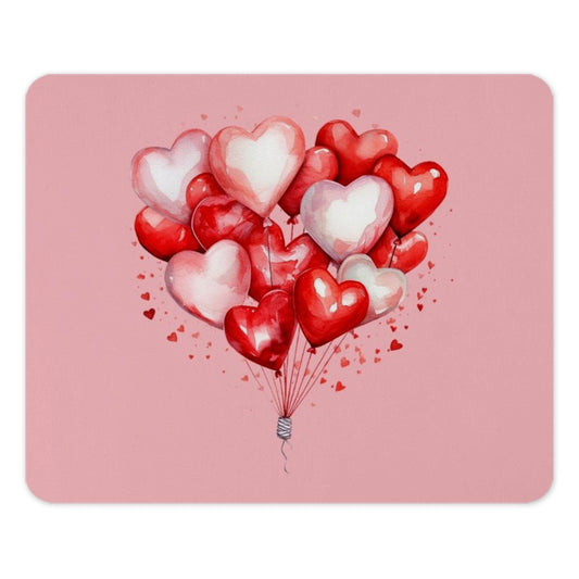 Heart Balloons Mouse Pad, Love, Cute Watercolor Design, Valentine's Day Gift, Romantic Decor, Office Decor, Desk Accessories - Tawshia