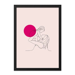 Mother and Child Wall Art, Minimalist Line Art, Mom and Baby Decor, Simple Pink Wall Decor, Modern Home Art, Unique Wall Print - Tawshia