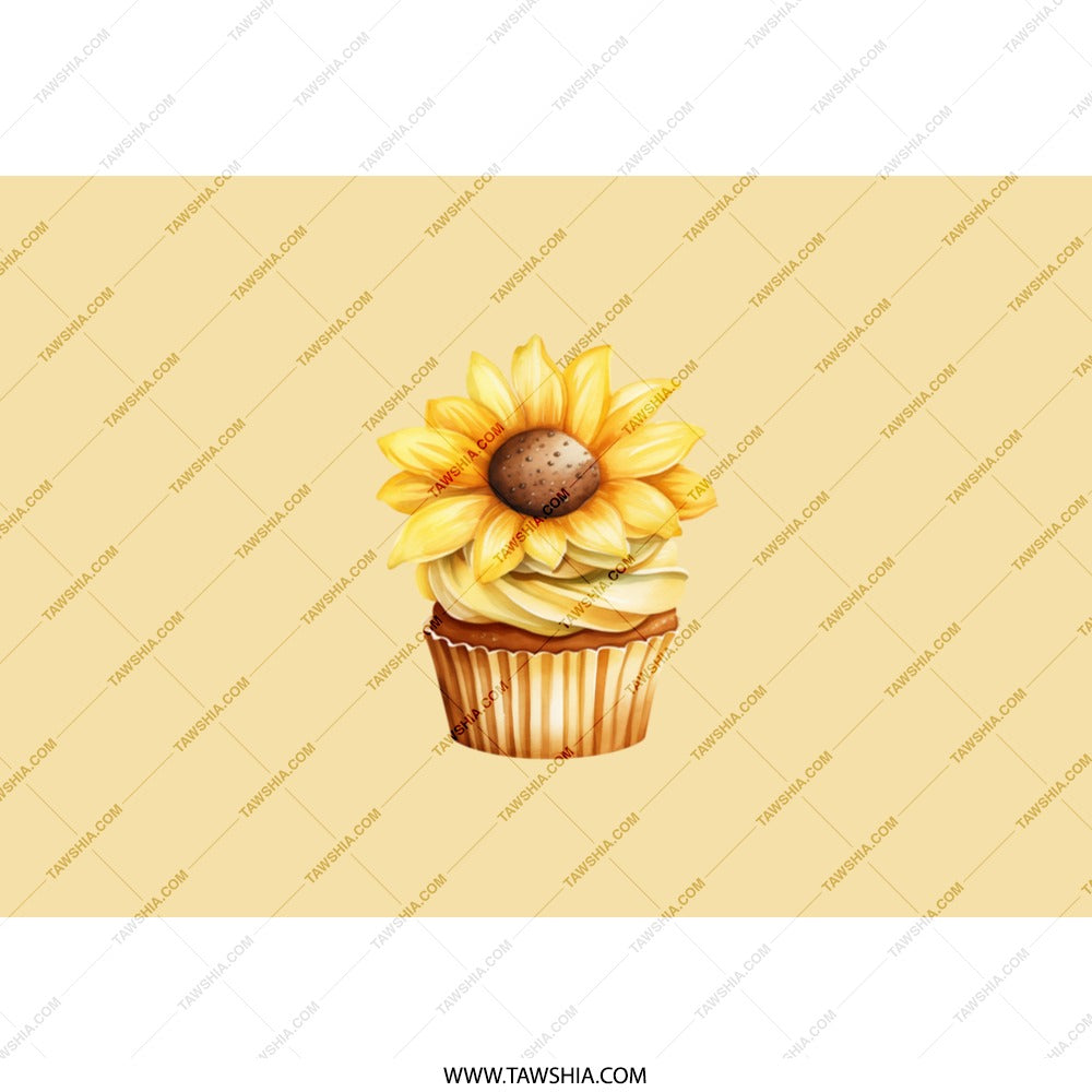 Sunflower Cupcake Tumbler, Floral Tumbler, Summer Tumbler, Gift for Baker, Cute Food Tumbler, Unique Gift, Cupcake Design Tumbler - Tawshia