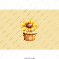 Sunflower Cupcake Tumbler, Floral Tumbler, Summer Tumbler, Gift for Baker, Cute Food Tumbler, Unique Gift, Cupcake Design Tumbler - Tawshia