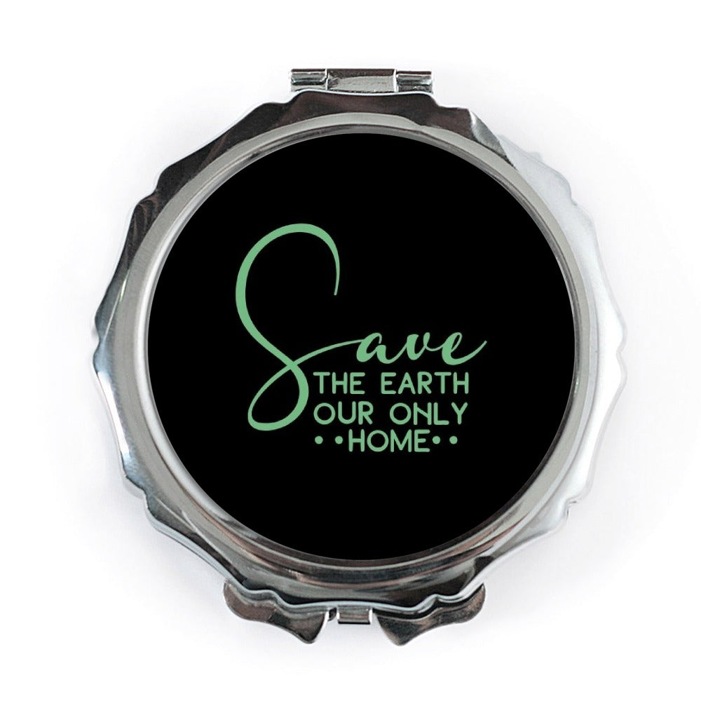 Save The Earth Pocket Mirror, Eco Friendly Gift, Environmental Awareness Mirror, Inspirational Quote Mirror, Planet Protection Pocket Mirror - Tawshia