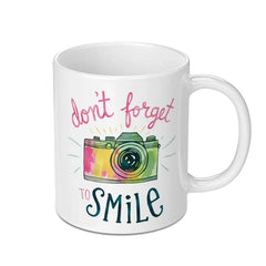 Camera Mug, Don't Forget to Smile Mug, Photography Lover Gift, Inspirational Mug, Motivational Coffee Mug, Gift for Her, Photographer Mug - Tawshia