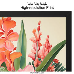 Tropical Floral Wall Art, Exotic Flower Print, Botanical Home Decor, Vibrant Hibiscus, Orange Canna Lily, Nature Inspired Artwork - Tawshia