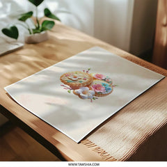 Floral Mooncake Photographic Prints, Sweet Treat Wall Art, Pastel Dessert Illustration, Food Photography, Kitchen Decor, Flower Arrangement - Tawshia