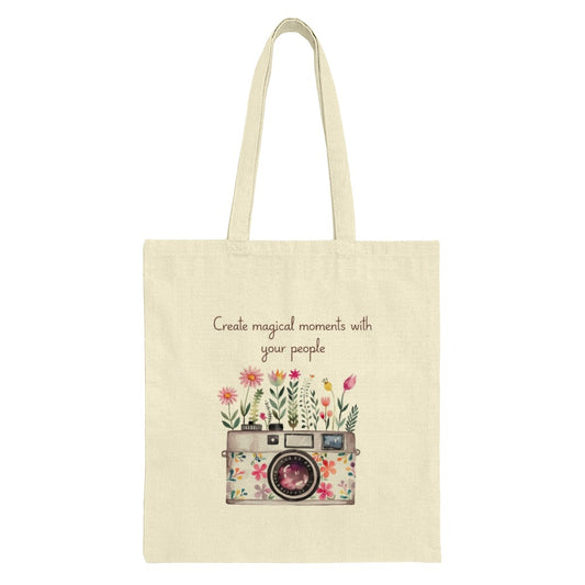 Floral Camera Tote Bag, Botanical Photography Tote, Magical Moments Bag, Artsy Gift, Cute Tote Bags, Everyday Bag, Gifts for Her - Tawshia