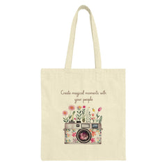 Floral Camera Tote Bag, Botanical Photography Tote, Magical Moments Bag, Artsy Gift, Cute Tote Bags, Everyday Bag, Gifts for Her - Tawshia