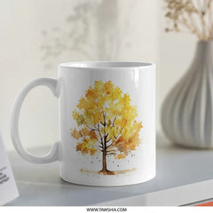 Watercolor Autumn Tree Mug, Fall Leaves Coffee Cup, Nature Lover Gift, Seasonal Decor, Cozy Drinkware, Thanksgiving Mug SKU: MG10004202 - Tawshia
