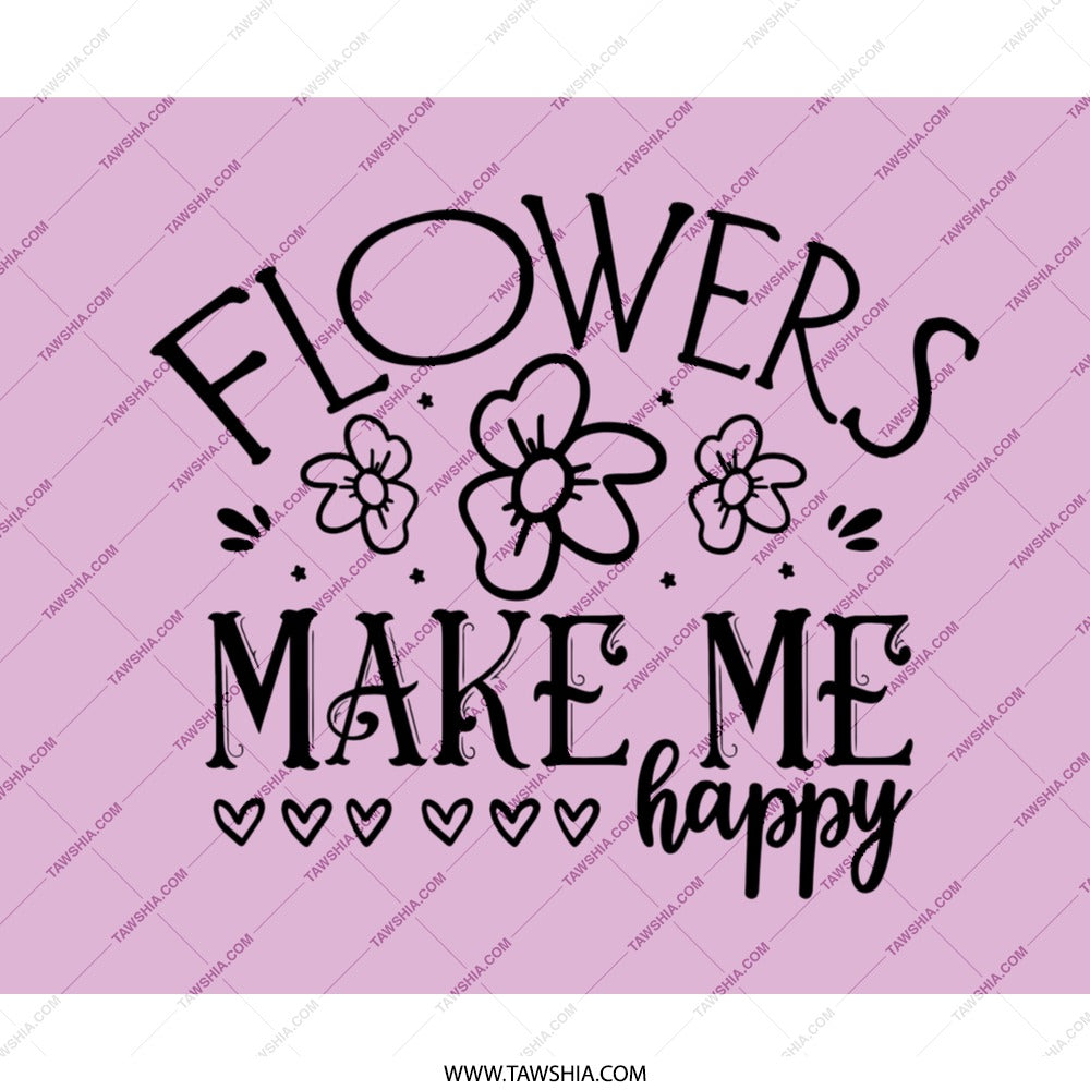 Flowers Make Me Happy Mouse Pad, Floral Mousepad, Inspirational Quote Mousepad, Heart Accent Mouse Pad, Trendy Mouse Pad, Office Desk Decor - Tawshia