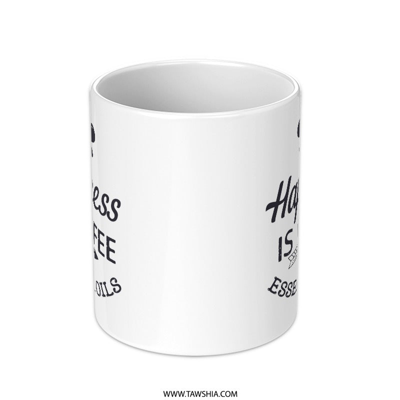 Happiness is Coffee Mug, Essential Oil Mug, Coffee Lover Gift, Aromatherapy Mug, Funny Mug, Cute Mug, Gift for Her, Self Care Mug - Tawshia